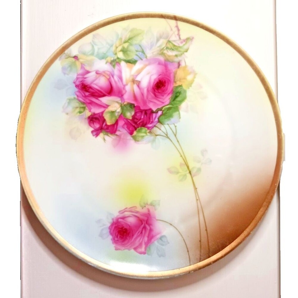 Royal Munich Z S & Co Bavaria China Pink Roses With Gold Trim Decorative Plate